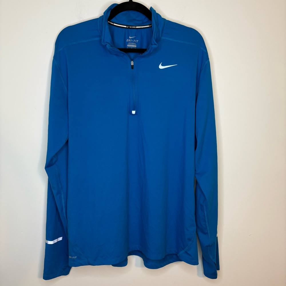 Nike Dri-Fit Quarter Zip Blue Long Sleeve Running Jacket Size XL